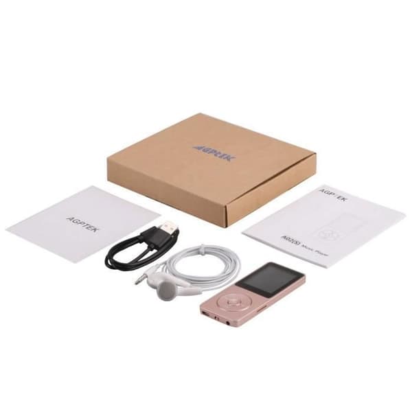 AGPTEK MP3-spelare - 8GB - 1,8” skärm - FM-radio - Lång batteritid - Rose Gold