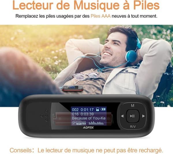 8GB USB MP3-spelare med LCD-skärm, mini-lätt bärbar musikspelare för sport, 10 timmars musikuppspelning, svart