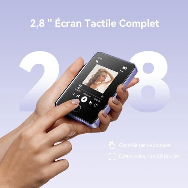 AGPTEK 64GB MP3-spelare, Bluetooth MP3-spelare 5,3, 2,8 tums helpekskärm, inbyggd högtalare, HiFi-ljudkvalitet, lila