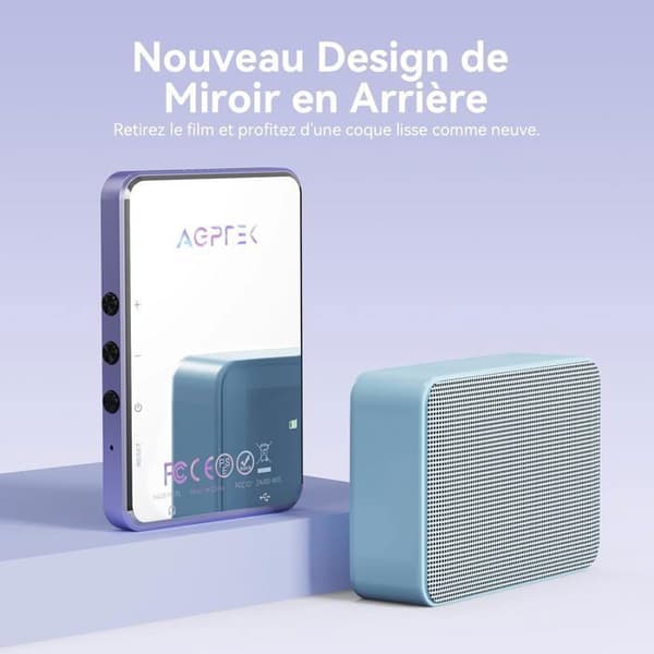 AGPTEK 64GB MP3-spelare, Bluetooth MP3-spelare 5,3, 2,8 tums helpekskärm, inbyggd högtalare, HiFi-ljudkvalitet, lila
