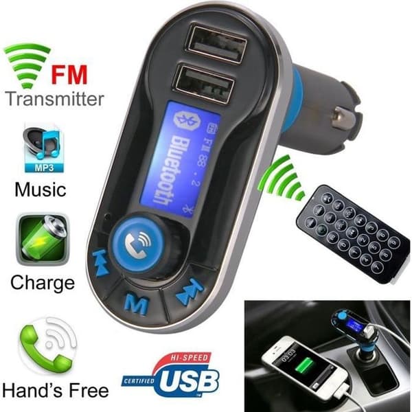 Bil Bluetooth FM-sändare MP3-spelare trådlös högtalare för mobiltelefon