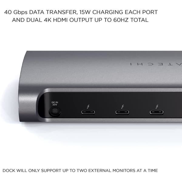 Thunderbolt 4 Dock - Satechi - 12-i-1 - USB-C Thunderbolt 3-4 - 96W - Grå
