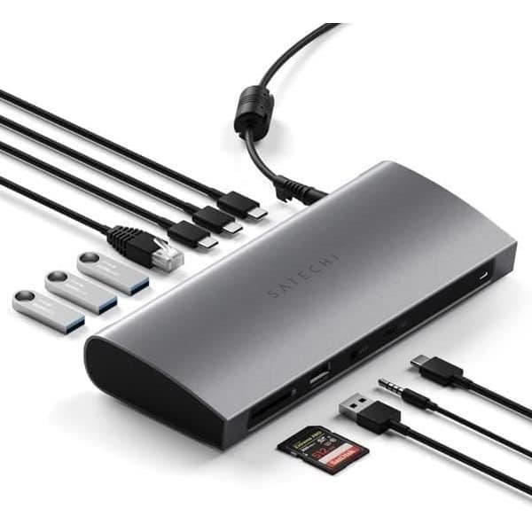 Thunderbolt 4 Dock - Satechi - 12-i-1 - USB-C Thunderbolt 3-4 - 96W - Grå