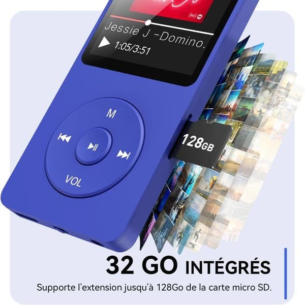 AGPTEK 32GB MP3 Bluetooth 5.3 med högtalare Musikspelare 70H Ultralång batteritid, FM-radioinspelning, utan hörlurar