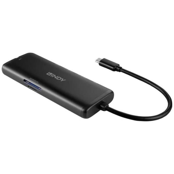 LINDY Mini USB-C Dockningsstation - Märkesvänlig - Pass-Through Charging - Svart