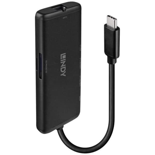 LINDY Mini USB-C Dockningsstation - Märkesvänlig - Pass-Through Charging - Svart