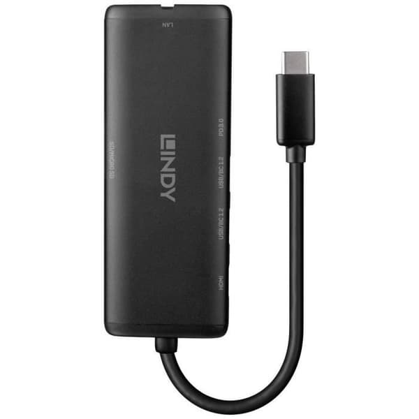 LINDY Mini USB-C Dockningsstation - Märkesvänlig - Pass-Through Charging - Svart