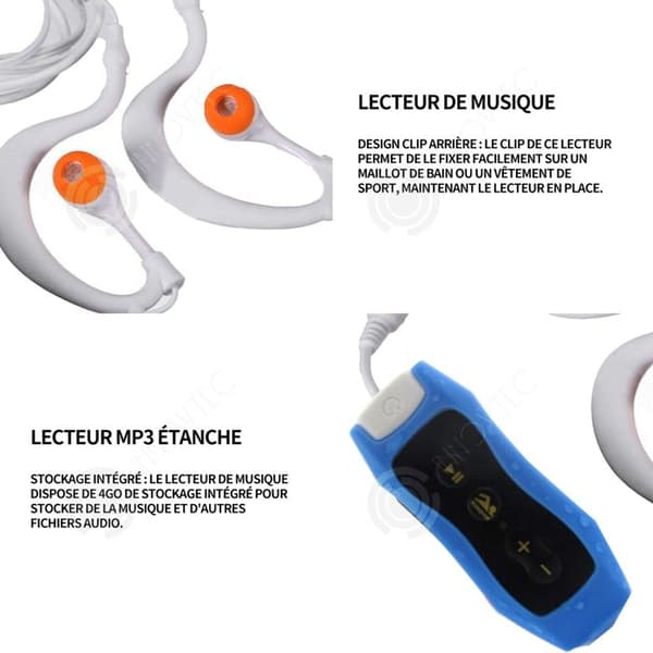 INN MP3-spelare 6,4x2,6x1,2cm 4G FM-radio IPX8 musikspelare vattentät spelare vattentät musikspelare simning dykning promenader