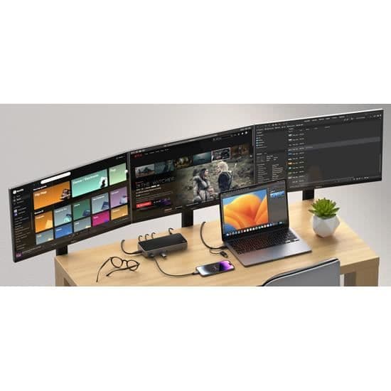 Dockningsstation - Satechi - Triple Display 4K - USB-A och USB-C - 100W strömförsörjning - Grå