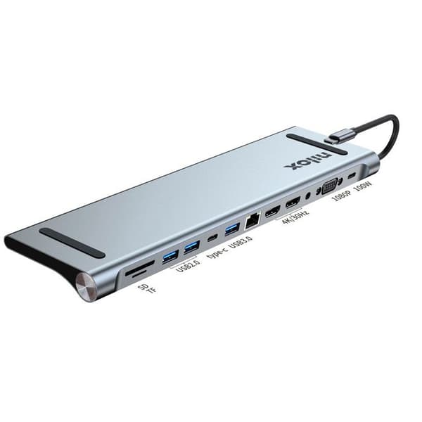 Dockningsstation - Nilox - NXDSUSBC07 - USB Typ C - Grå