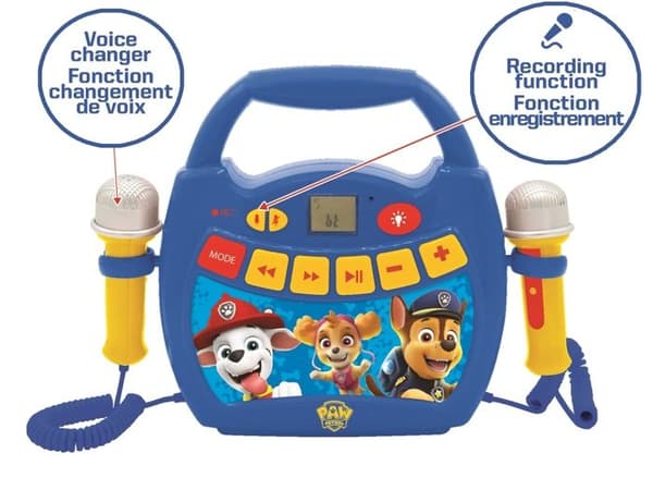 Paw Patrol Bluetooth-högtalare med ljuseffekter, mikrofoner och uppladdningsbart batteri