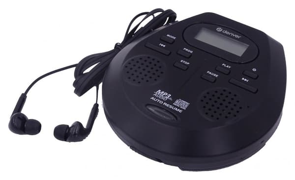 Denver DMP-395B kannettava CD/MP3-soitin, jossa on iskunvaimennustoiminto ja bassotehostus