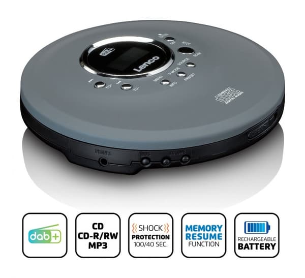 Lenco CD-400GY - CD/MP3-spelare och DAB+/FM-radio
