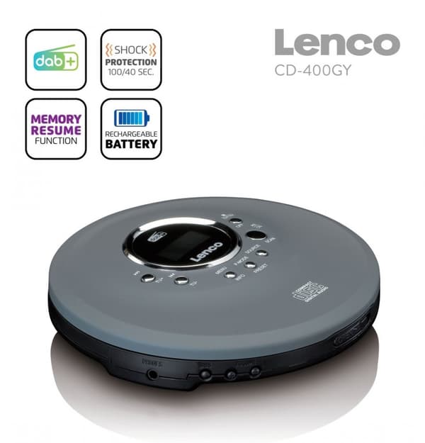 Lenco CD-400GY - CD/MP3-spelare och DAB+/FM-radio