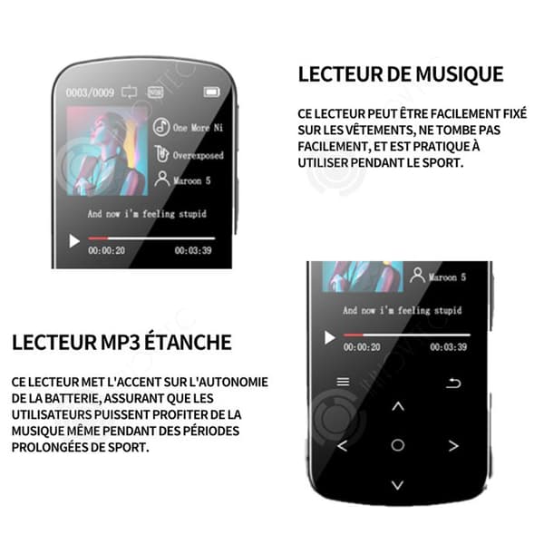 INN MP3-spelare 64G FM-radio 270mah svart USB-musikspelare Vattentät spelare Vattentät musikspelare Simning Dykning Walkman