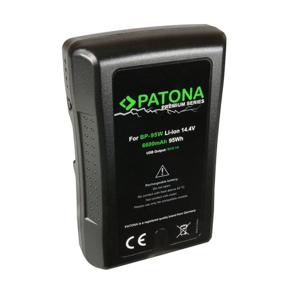 Batteri V-Mount - Patona - 95Wh - 6600mAh - D-Tap och USB - Överbelastningsskydd