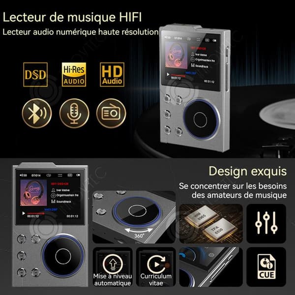 INN MP3 HiFi-läsare 2.4 tum 16GB+16GB MP3 med Bluetooth DSD DAC Audiophile-spelare Li-ion-batteri 1500mAh 10 timmar Pessimist