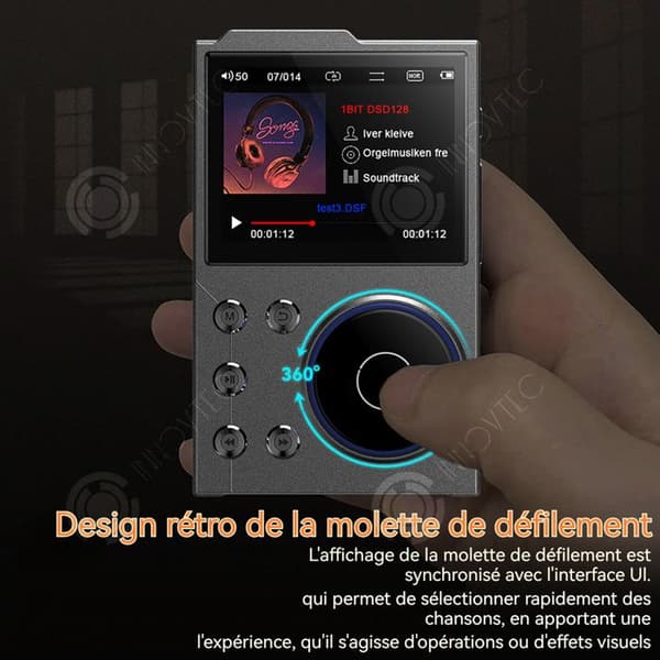 INN MP3 HiFi-spelare 2.4 tum 16GB+16GB MP3 med Bluetooth DSD DAC Audiophile-spelare Lithium-ion-batteri 1500mAh 10 timmar Svart