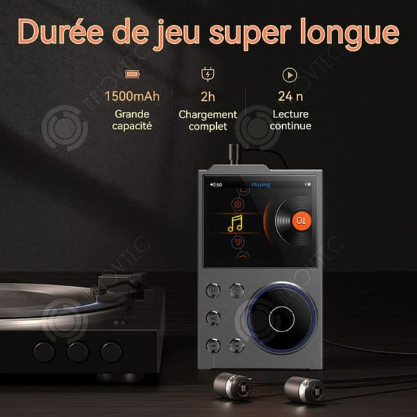 INN MP3 HiFi-spelare 2.4 tum 16GB+16GB MP3 med Bluetooth DSD DAC Audiophile-spelare Lithium-ion-batteri 1500mAh 10 timmar Svart