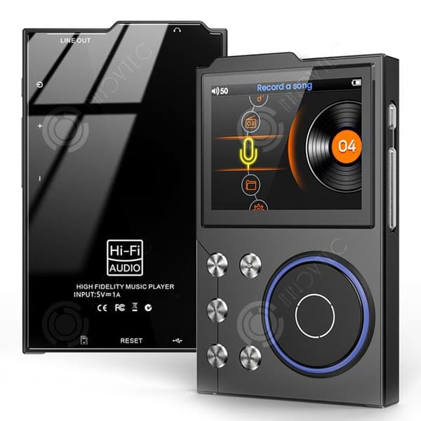 INN MP3 HiFi-spelare 2.4 tum 16GB+16GB MP3 med Bluetooth DSD DAC Audiophile-spelare Lithium-ion-batteri 1500mAh 10 timmar Svart
