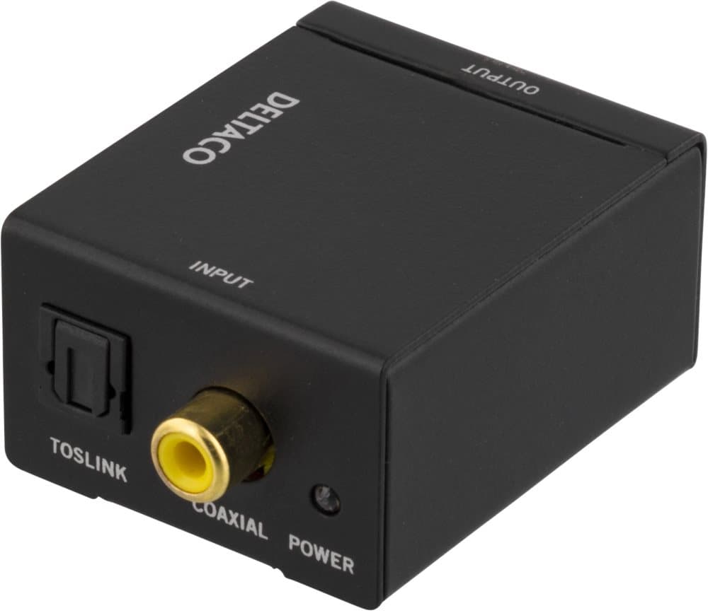 DELTACO lydkonverter fra digital til analog, S/PDIF coaxial og Toslink