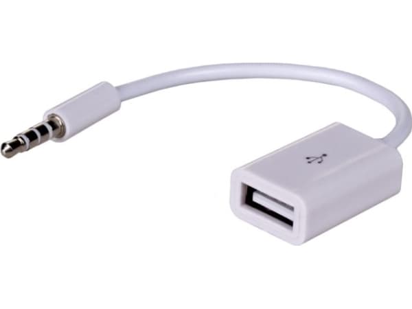 Akyga AK-AD-24 - Jakkadapter for USB-A til hodetelefon - USB hunn til 4-polsminijakk hann - 15 cm - hvit