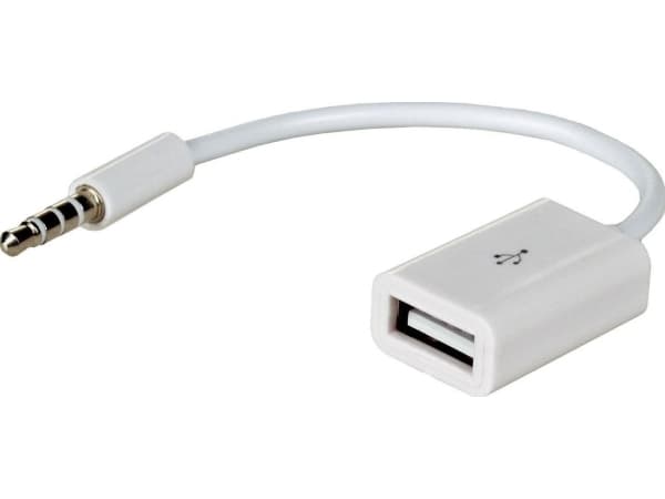 Akyga AK-AD-24 - Jakkadapter for USB-A til hodetelefon - USB hunn til 4-polsminijakk hann - 15 cm - hvit