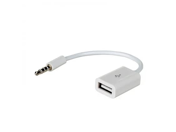 Akyga AK-AD-24 - Jakkadapter for USB-A til hodetelefon - USB hunn til 4-polsminijakk hann - 15 cm - hvit