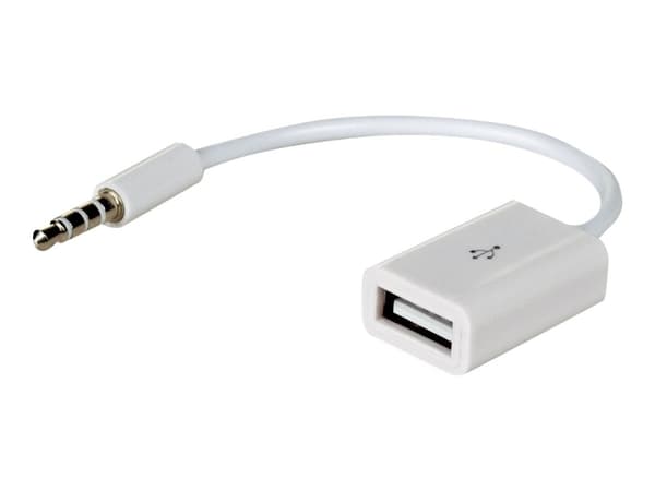 Akyga AK-AD-24 - Jakkadapter for USB-A til hodetelefon - USB hunn til 4-polsminijakk hann - 15 cm - hvit