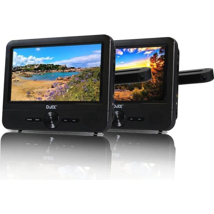 D-JIX PVS 706-70DP Bärbar DVD-spelare 7 Dubbel skärm + nackstödsstöd