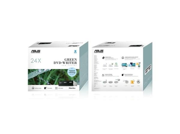 ASUS DRW-24D5MT - Platestasjon - DVD±RW (±R DL) / DVD-RAM - 24x24x5x - Serial ATA - intern - 5.25" - svart