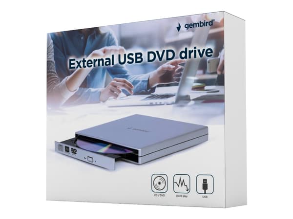 Gembird DVD-USB-02, Musta, Kelkka, ISO 9002 CE, DVD±RW, USB 2.0, CD-DA, CD-R, CD-ROM, CD-RW, DVD+R, DVD+R DL, DVD+RW, DVD-R, DVD-R DL, DVD-RAM, DVD-R Hopea
