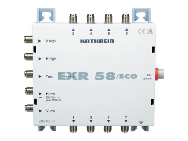 Kathrein EXR 58/eco, Grå, 5 - 862 MHz, 490 g, -20 - 55 ° C, 162 x 148 x 43 mm, 1 x terr., 4 x Sat-ZF, 8 Sub.