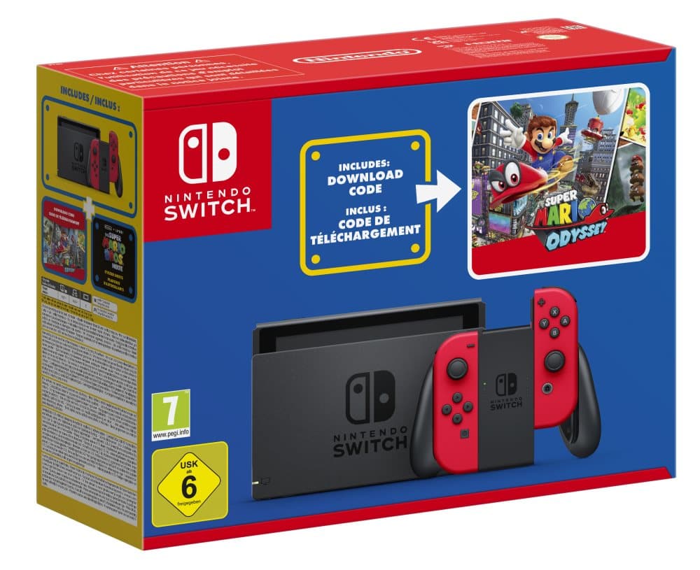 Nintendo Switch Console - With Red Joy-Con and Super Mario Oddyssey (Discord special) - Nintendo Switch
