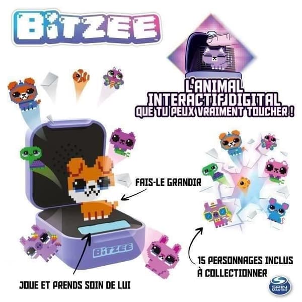 Bitzee 3D interaktivt husdjur - SPIN MASTER - 15 följeslagare ingår - Lila - Från 5 år
