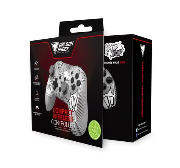 DragonShock - PopTop Manga - Kompakt trådlös Bluetooth-handkontroll för Nintendo Switch - Switch OLED - PC - Android