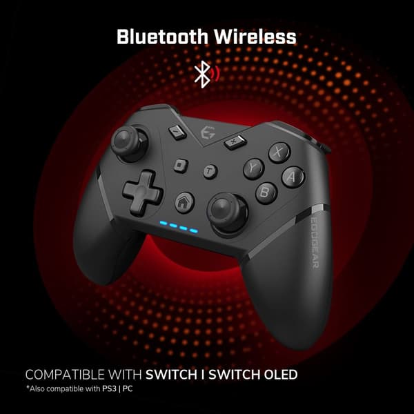 EgoGear - Bezprzewodowy kontroler Bluetooth SC20 czarny do Nintendo Switch, Switch OLED, PS3 i PC