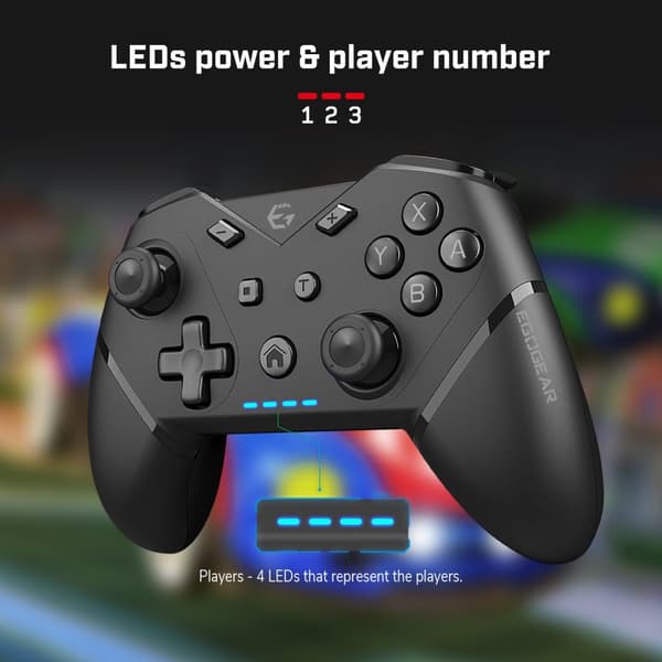 EgoGear - Bezprzewodowy kontroler Bluetooth SC20 czarny do Nintendo Switch, Switch OLED, PS3 i PC