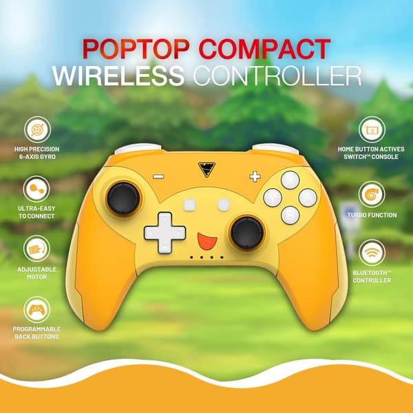 DragonShock - POPTOP COMPACT BT - Pika Compact trådlös Bluetooth-handkontroll kompatibel med Nintendo Switch - Switch Lite - Switch OLED