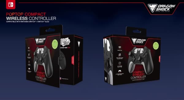 DragonShock - POPTOP COMPACT BT - The Signal Kompakt trådlös Bluetooth-handkontroll kompatibel med Nintendo Switch - Switch Lite - Switch OLED