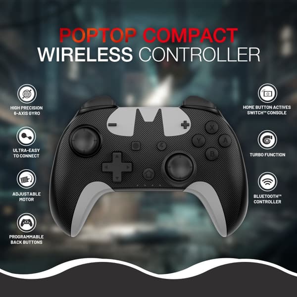 DragonShock - POPTOP COMPACT BT - The Signal Kompakt trådlös Bluetooth-handkontroll kompatibel med Nintendo Switch - Switch Lite - Switch OLED