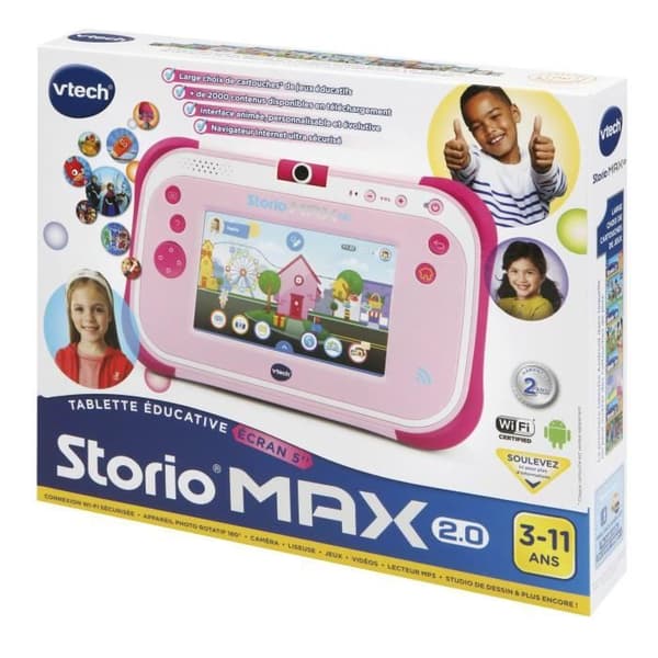 VTECH - Console Storio Max 2.0 5" Rosa - Pedagogisk surfplatta för barn