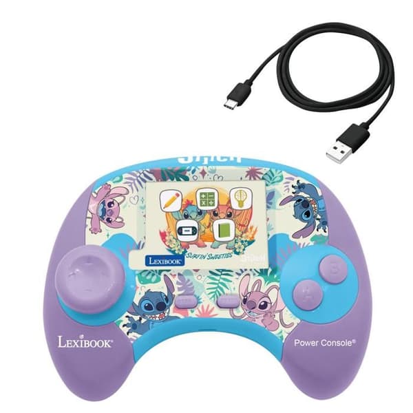 Power Console® Stitch tvåspråkig talande pedagogisk spelkonsol med 100 aktiviteter och en 2,8" skärm på franska och engelska