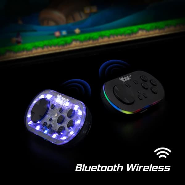 DragonShock - Trådlöst minikontrollpar Glow-Fusion & Svart för Nintendo Switch, Switch OLED, PC, Android och IOS