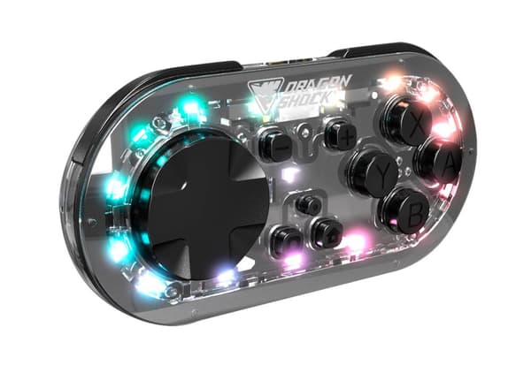 DragonShock - Trådlöst minikontrollpar Glow-Fusion & Svart för Nintendo Switch, Switch OLED, PC, Android och IOS