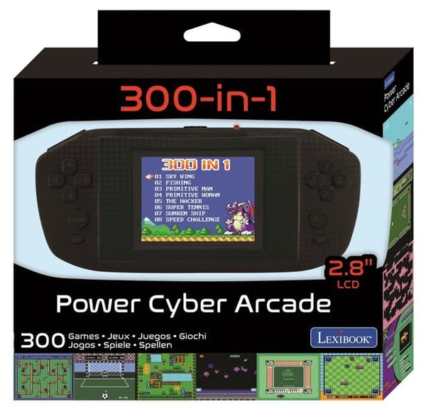 Portabel Compact Power Cyber Arcade®-konsol - 2,8-tumsskärm 300 spel