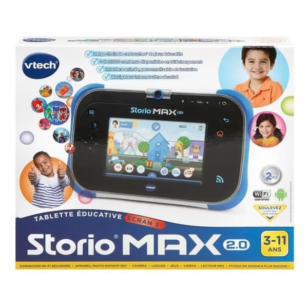 VTECH - Konsol Storio Max 2.0 5 Blå - Pedagogisk surfplatta för barn 5 tum