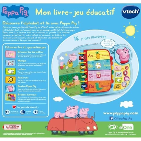 VTECH Pedagogisk Spelbok - Peppa Pig - Roliga Ljud - 14 Sidor Med Sagor Och Spel