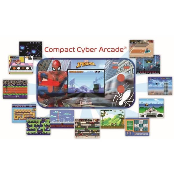 Kompakt Cyber Arcade SpiderMan bærbar konsol - 2,5'' skærm 150 spil inklusive 10 SpiderMan-spil