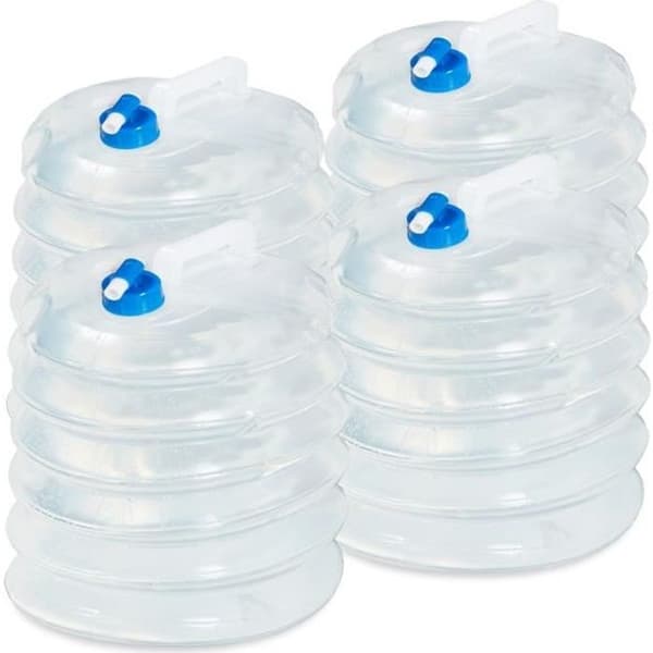 Relaxdays Oval, hopfällbar jerrycan Set med 4 för camping, festival, BPA-fri vattenbehållare 5 L, 10 L, 15 L - 4052025968007